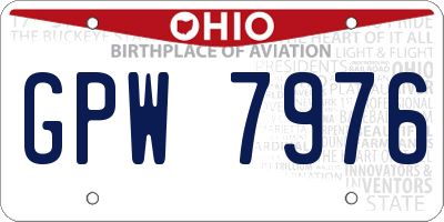 OH license plate GPW7976