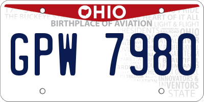 OH license plate GPW7980