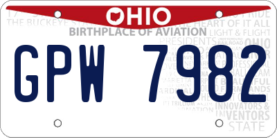 OH license plate GPW7982