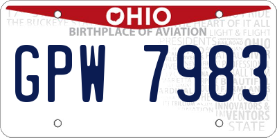 OH license plate GPW7983