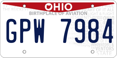 OH license plate GPW7984