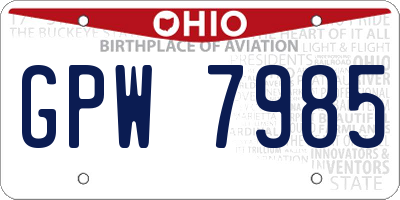 OH license plate GPW7985