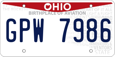 OH license plate GPW7986