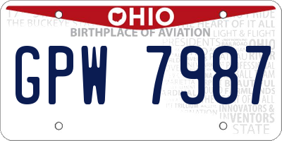 OH license plate GPW7987