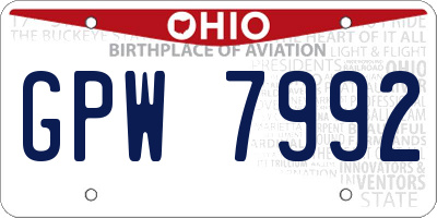OH license plate GPW7992