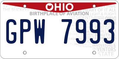 OH license plate GPW7993