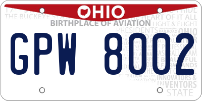 OH license plate GPW8002