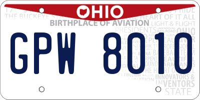 OH license plate GPW8010
