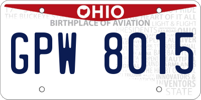 OH license plate GPW8015