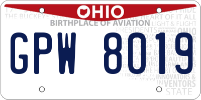 OH license plate GPW8019