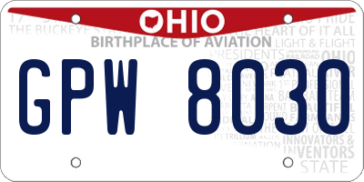 OH license plate GPW8030