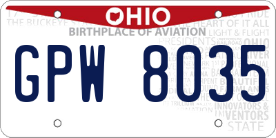 OH license plate GPW8035