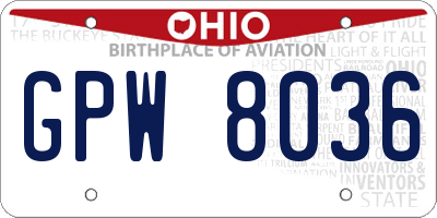 OH license plate GPW8036