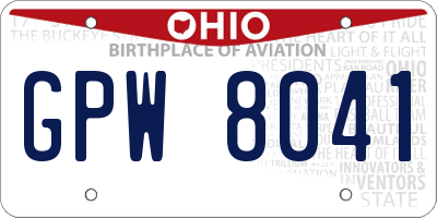 OH license plate GPW8041