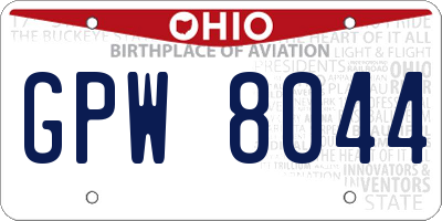 OH license plate GPW8044