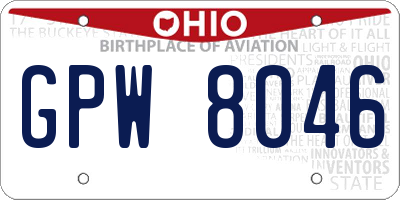 OH license plate GPW8046