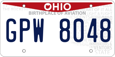 OH license plate GPW8048