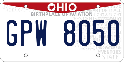 OH license plate GPW8050