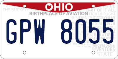 OH license plate GPW8055