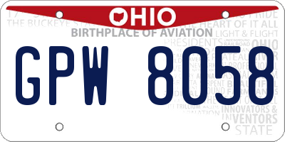OH license plate GPW8058