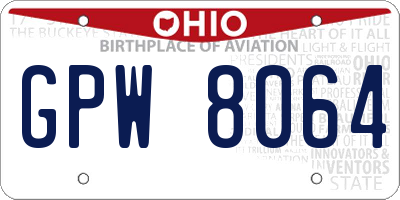 OH license plate GPW8064