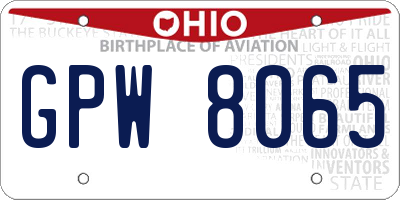 OH license plate GPW8065