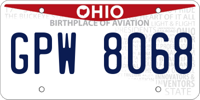 OH license plate GPW8068