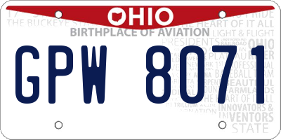 OH license plate GPW8071