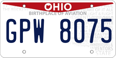 OH license plate GPW8075