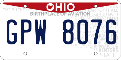 OH license plate GPW8076