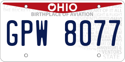 OH license plate GPW8077