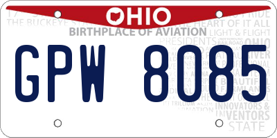 OH license plate GPW8085