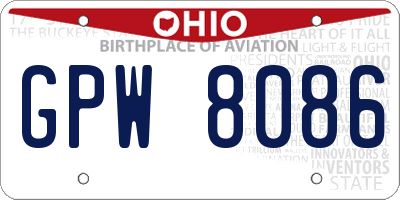 OH license plate GPW8086