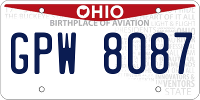 OH license plate GPW8087