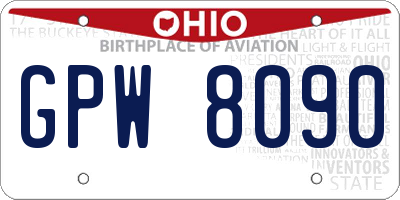 OH license plate GPW8090