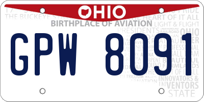OH license plate GPW8091