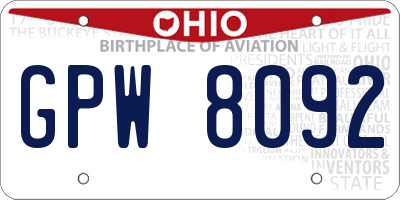 OH license plate GPW8092