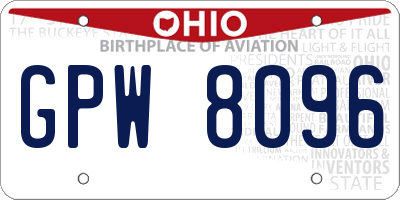 OH license plate GPW8096