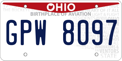 OH license plate GPW8097