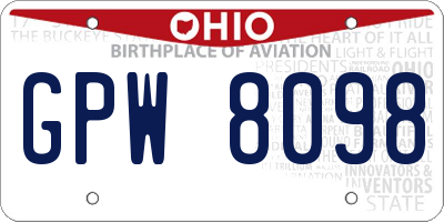 OH license plate GPW8098