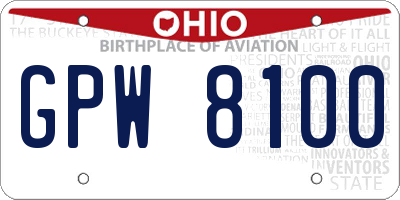 OH license plate GPW8100