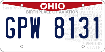 OH license plate GPW8131