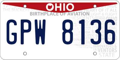 OH license plate GPW8136