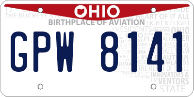 OH license plate GPW8141
