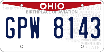 OH license plate GPW8143