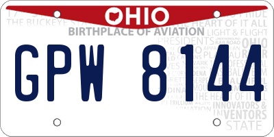 OH license plate GPW8144