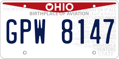 OH license plate GPW8147