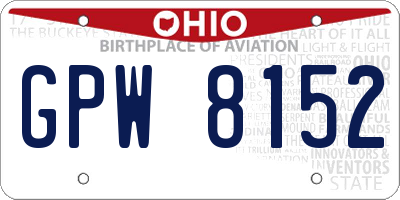 OH license plate GPW8152