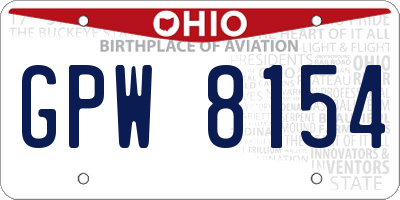 OH license plate GPW8154