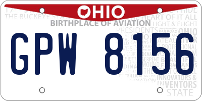 OH license plate GPW8156